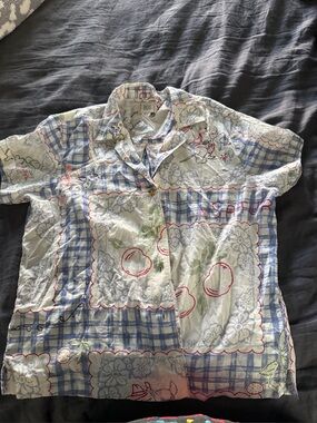 BDG Short-Sleeve Button-Up Shirt in Multicolor Print